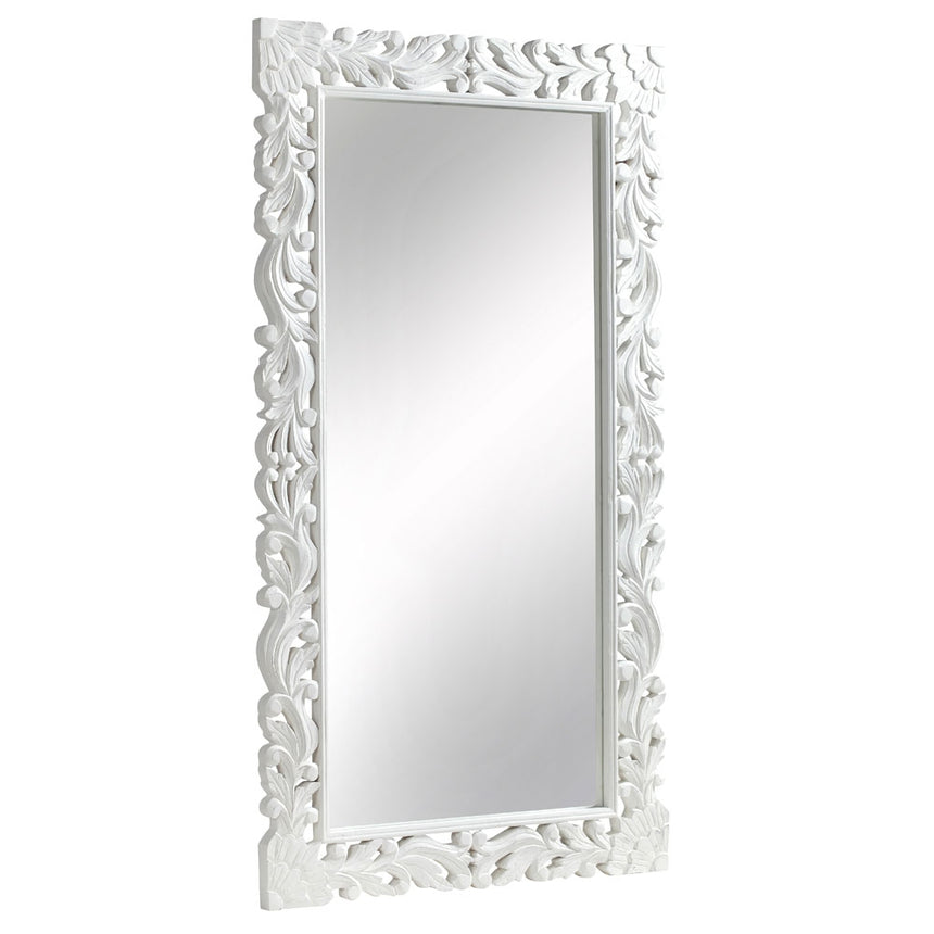 Boho White Carved Leaner Mirror - 91cm x 168cm-2