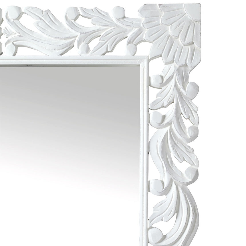 Boho White Carved Leaner Mirror - 91cm x 168cm-4