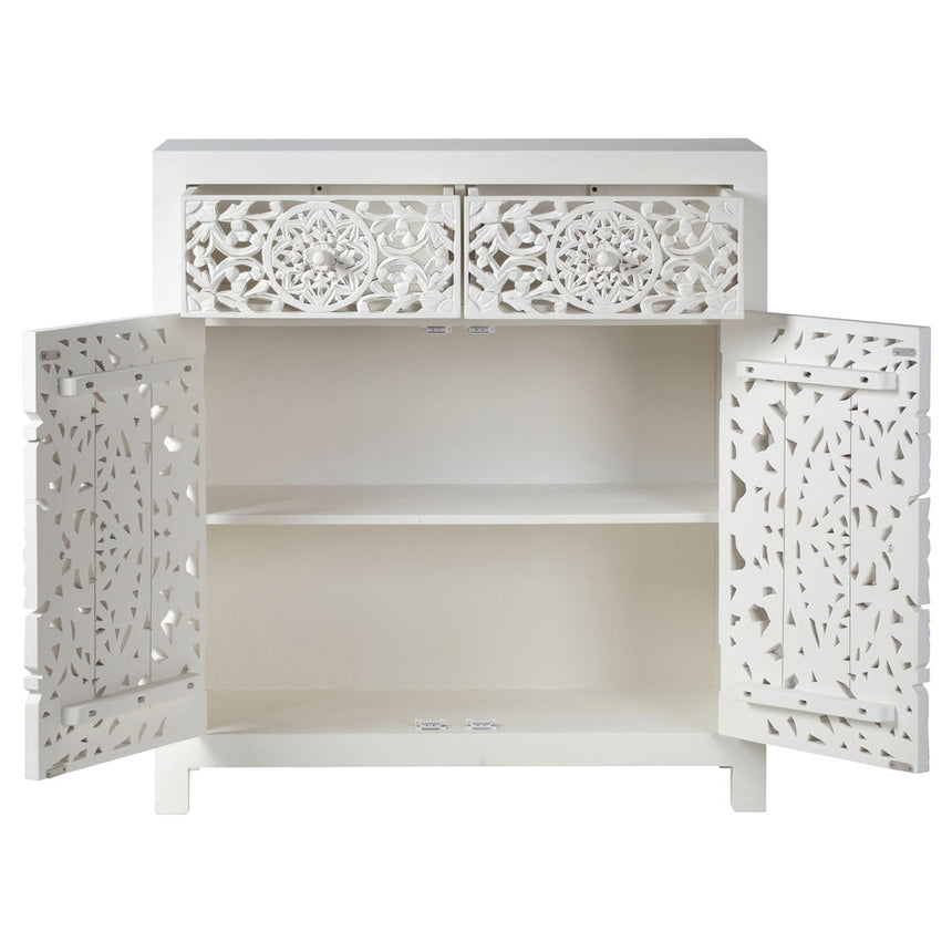 Boho White Carved Small Sideboard - 100cm-4