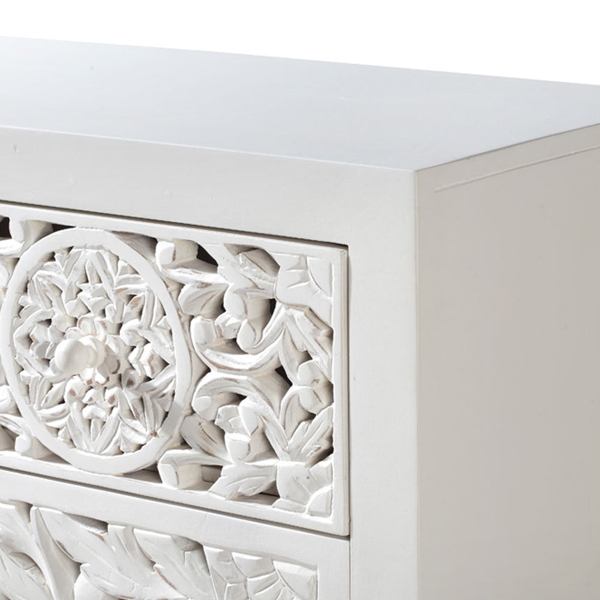 Boho White Carved Small Sideboard - 100cm-6