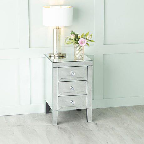 Lucia Mirrored Bedside Cabinet - 3 Drawer-3