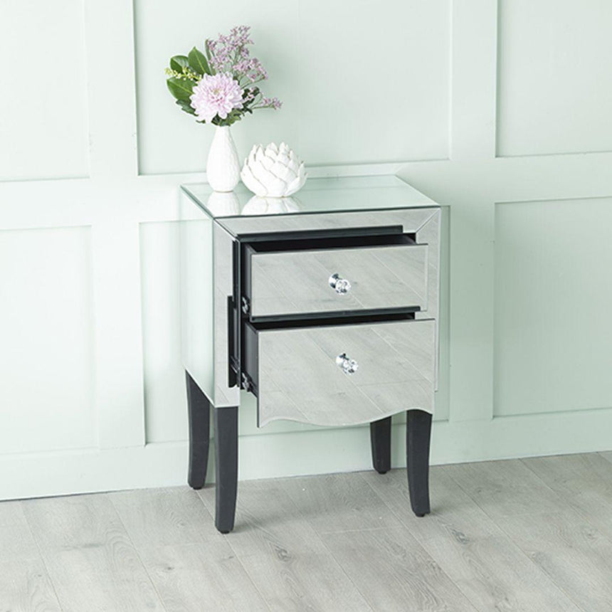 Venetian Mirrored Bedside Table - 2 Drawer-2