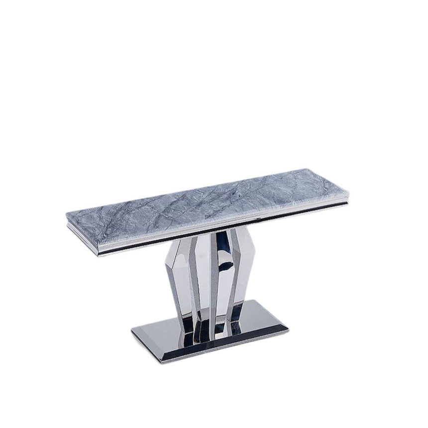 Arpino Grey Marble and Chrome Console Table