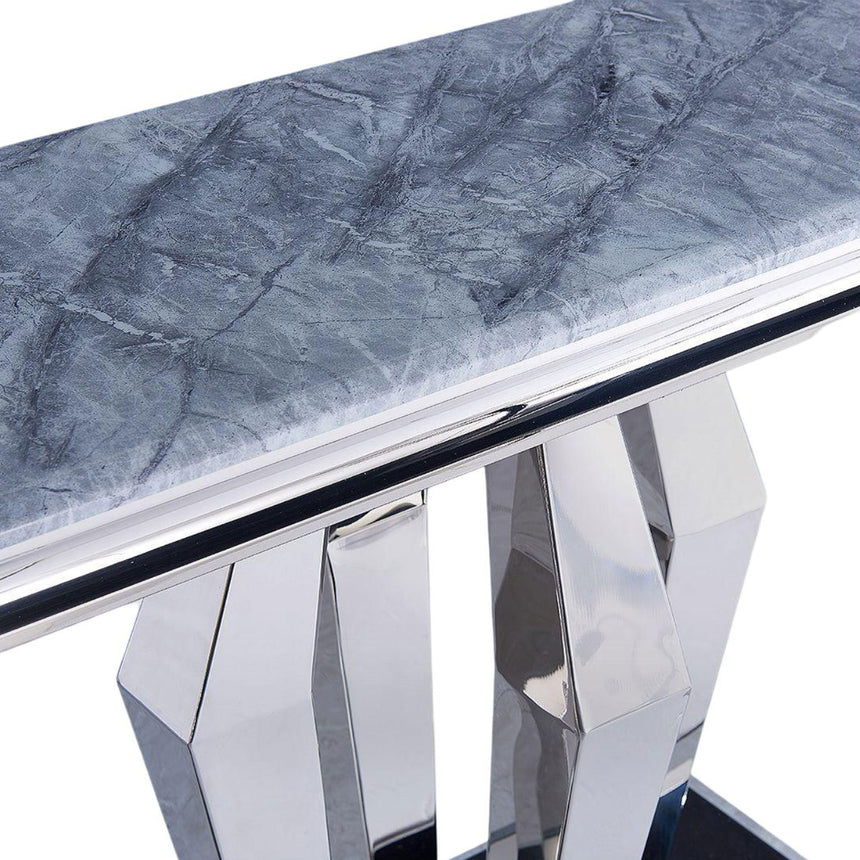 Arpino Grey Marble and Chrome Console Table