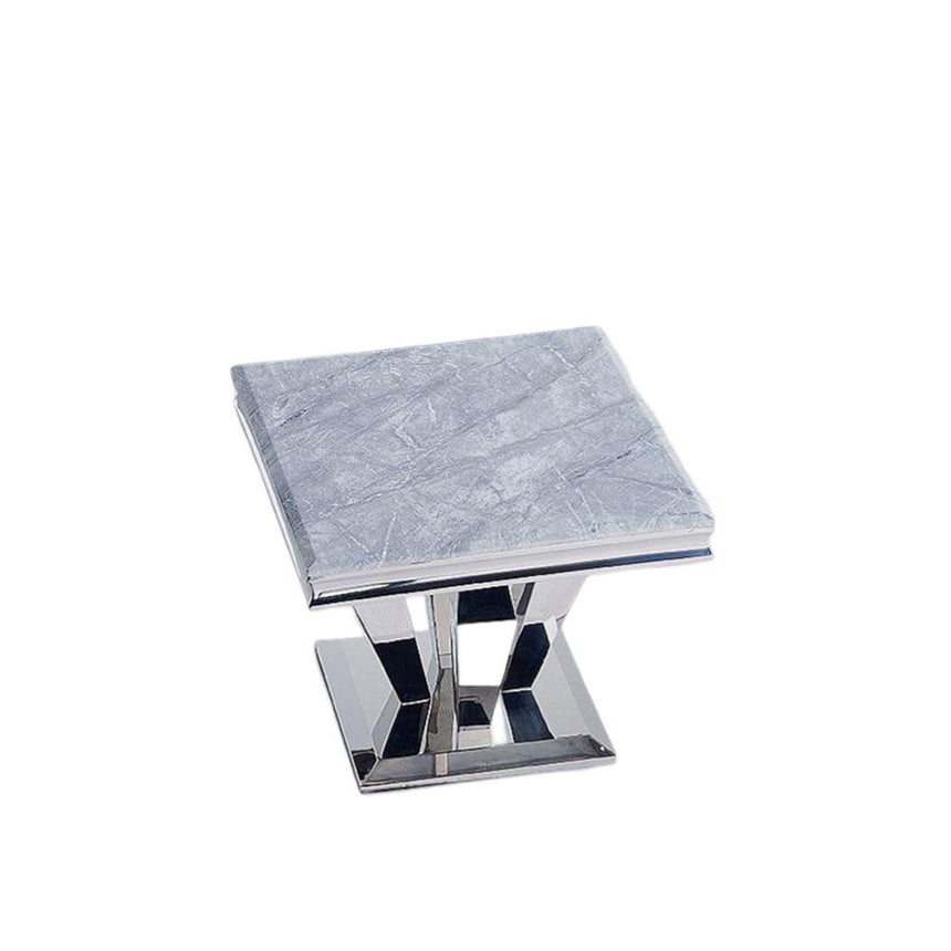 Arpino Grey Marble and Chrome Lamp Table