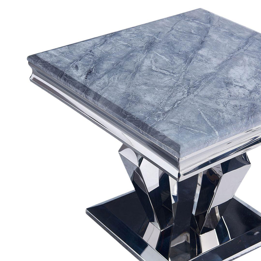 Arpino Grey Marble and Chrome Lamp Table