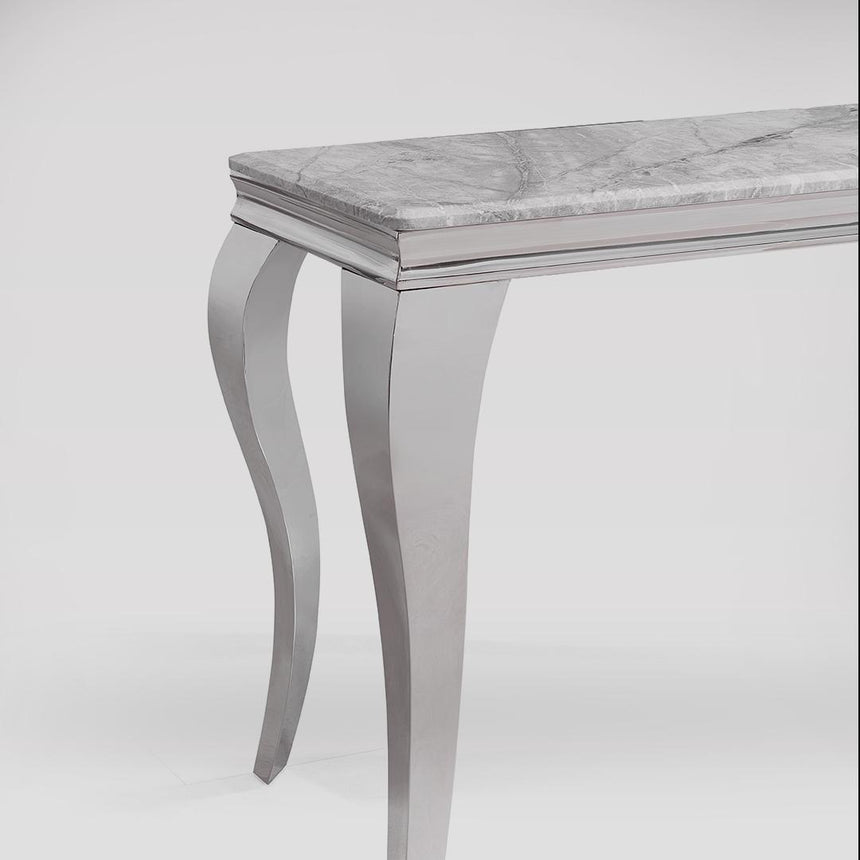 Louis Grey Marble and Chrome Console Table-4