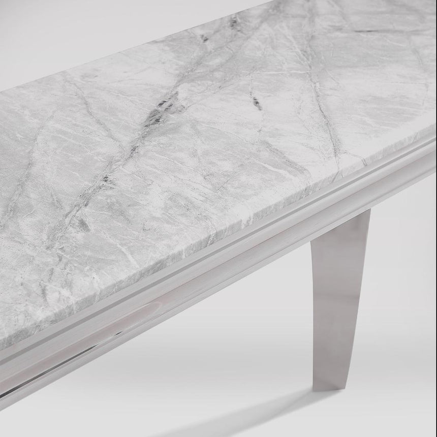 Louis Grey Marble and Chrome Console Table-6