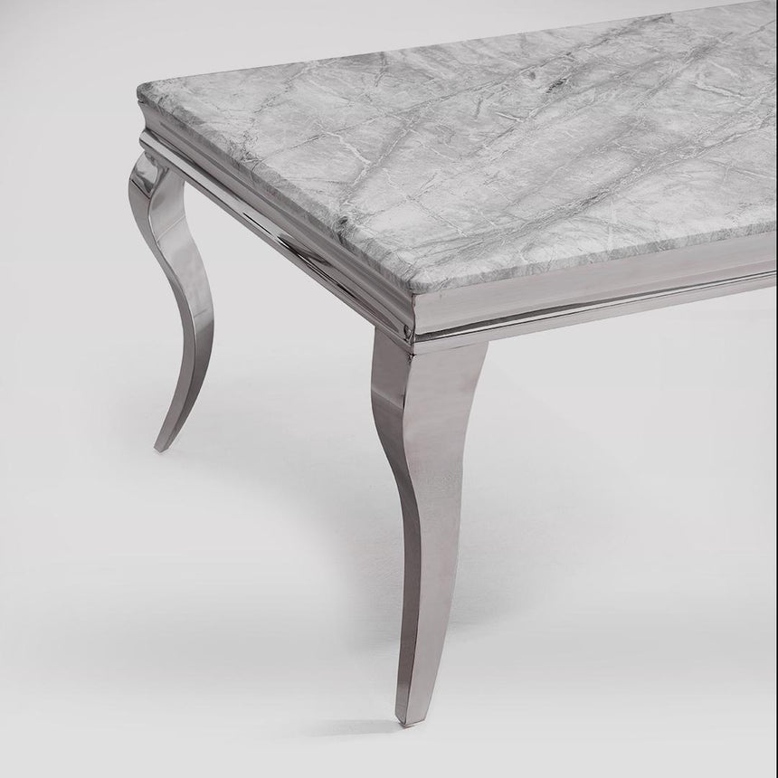 Louis Grey Marble and Chrome Dining Table - 6 Seater-2