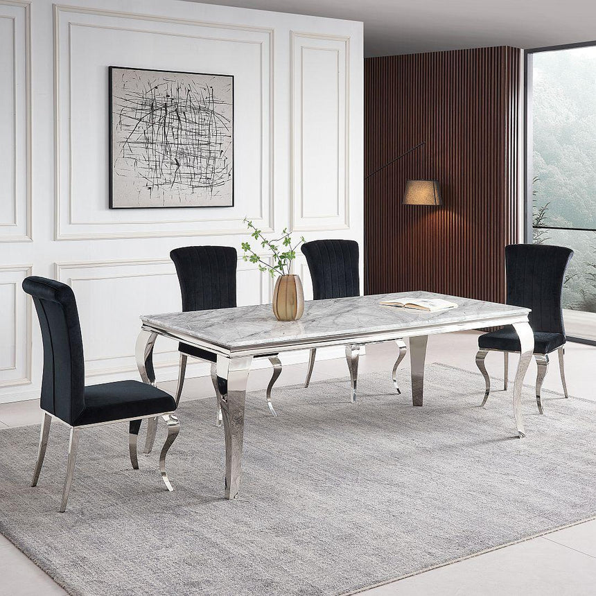 Louis Grey Marble and Chrome Dining Table - 6 Seater-11