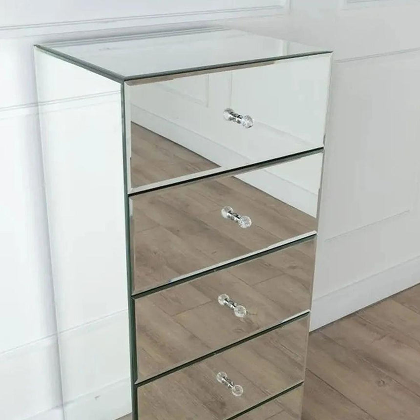 Chelsea Mirrored Narrow Chest - 5 Drawer-3