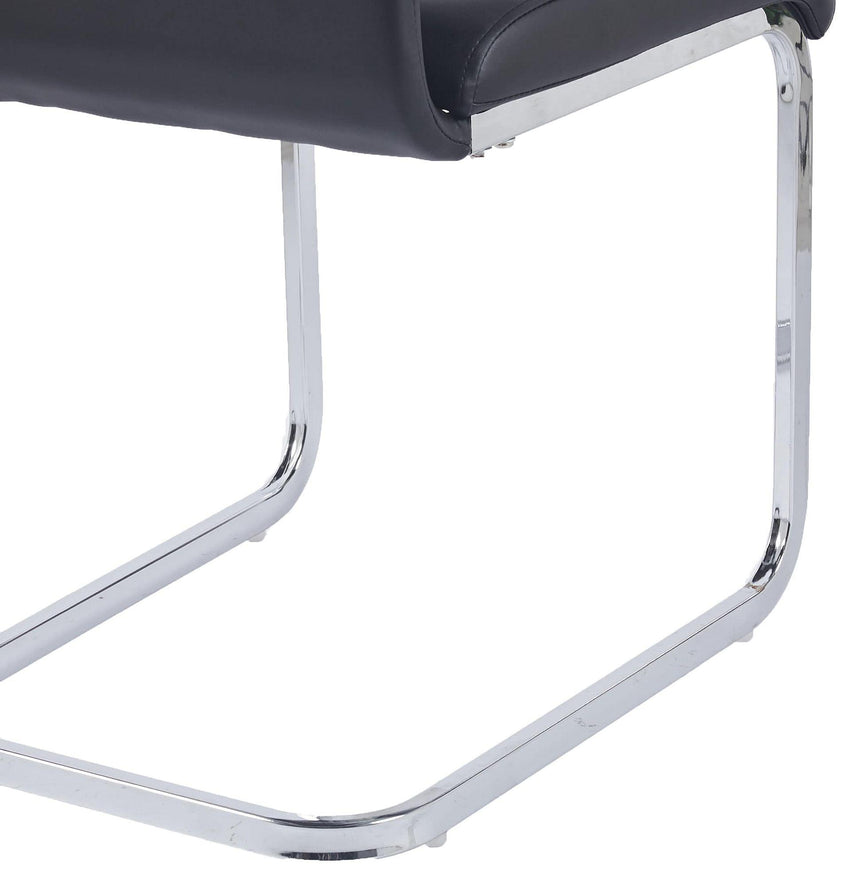 Bianco Black Faux Leather Dining Chair and Chrome Cantilever Base-9