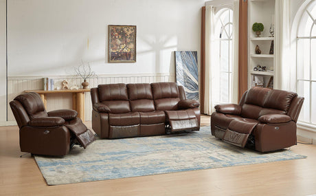 London Brown Leather Recliner 2 Seater Sofa-10