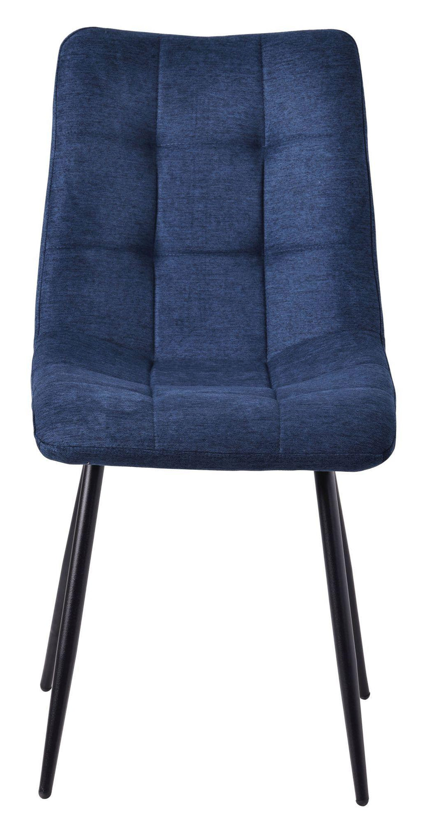 Set of 2 Corona Dining Chairs in Blue Colour Fabric and Black Metal Legs-2