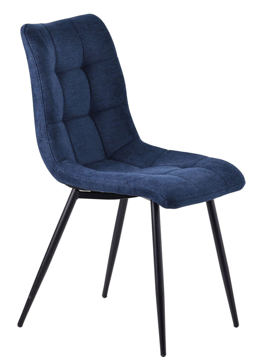 Set of 2 Corona Dining Chairs in Blue Colour Fabric and Black Metal Legs-3