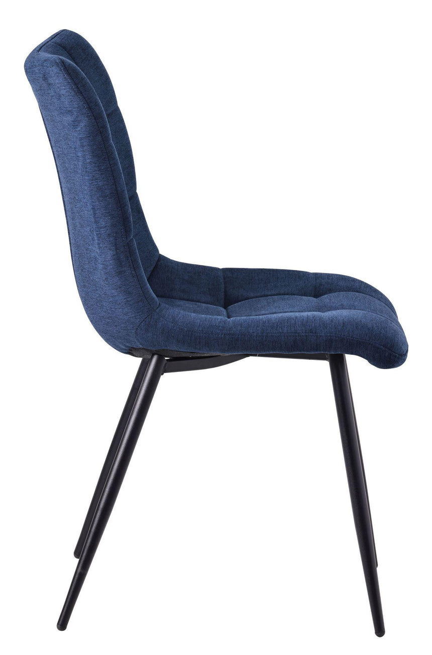 Set of 2 Corona Dining Chairs in Blue Colour Fabric and Black Metal Legs-4