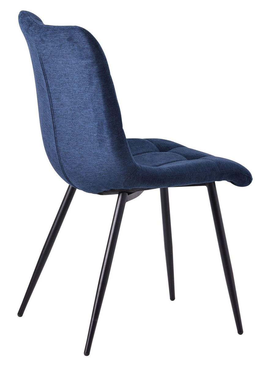 Set of 2 Corona Dining Chairs in Blue Colour Fabric and Black Metal Legs-5