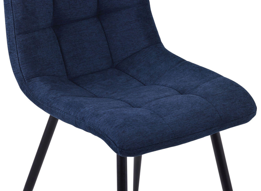 Set of 2 Corona Dining Chairs in Blue Colour Fabric and Black Metal Legs-8