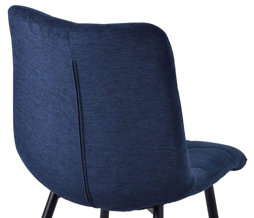 Set of 2 Corona Dining Chairs in Blue Colour Fabric and Black Metal Legs-9