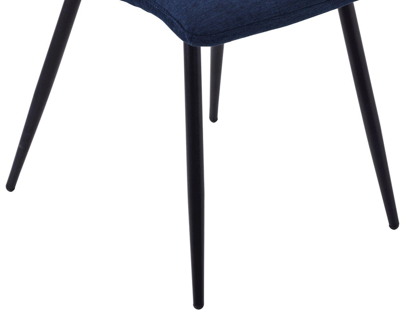 Set of 2 Corona Dining Chairs in Blue Colour Fabric and Black Metal Legs-10