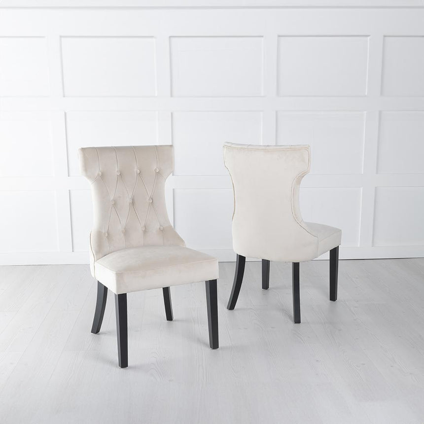 Milan White Marble Dining Set - Courtney Champagne Fabric Chairs-5