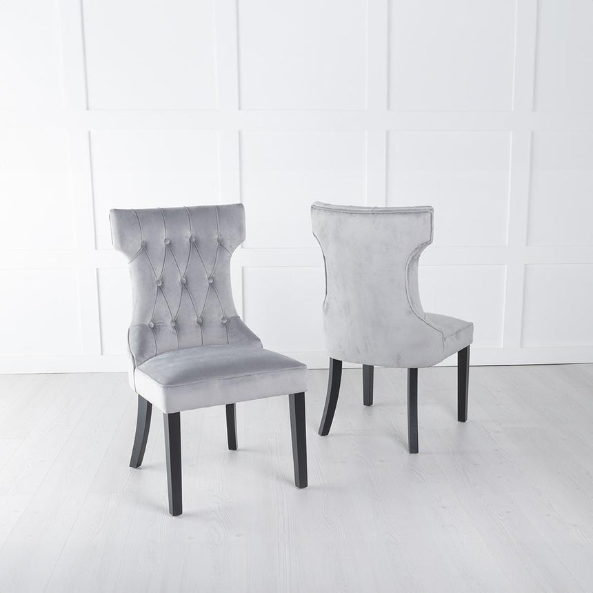 Naples White Marble Dining set - Courtney Light Grey Fabric Chairs-5