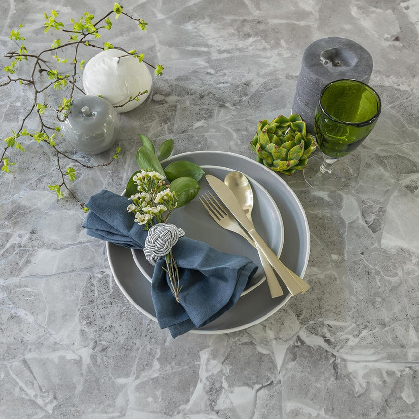 Turin 140cm Square Grey Marble Dining Set - Courtney Champagne Fabric Chairs-6