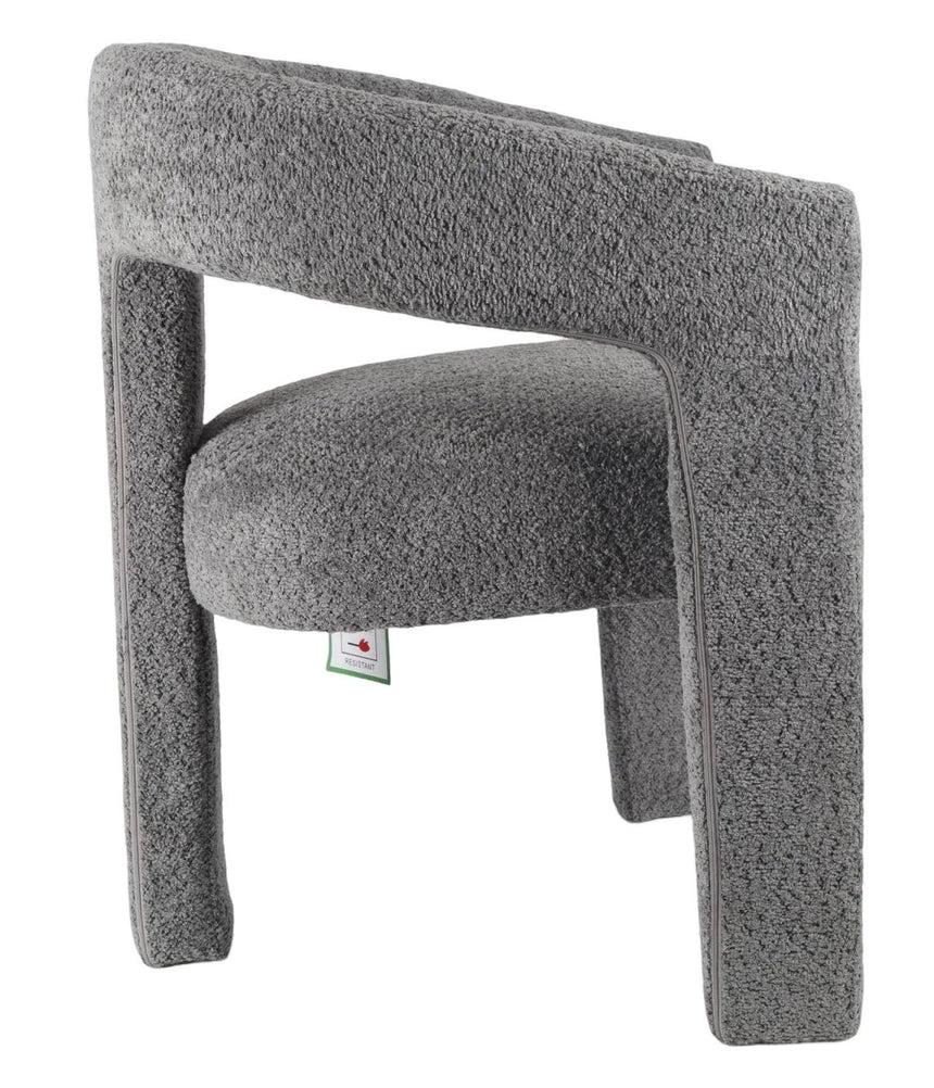 Kiefer Grey Boucle Fabric Dining Armchair-4