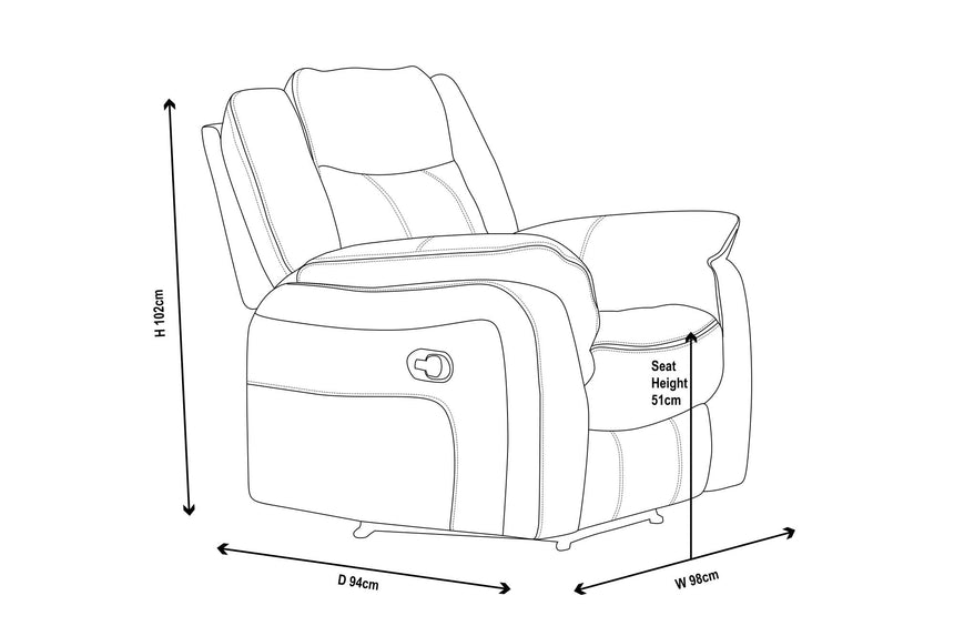 Seville Brown Leather Look Fabric Recliner Armchair-8