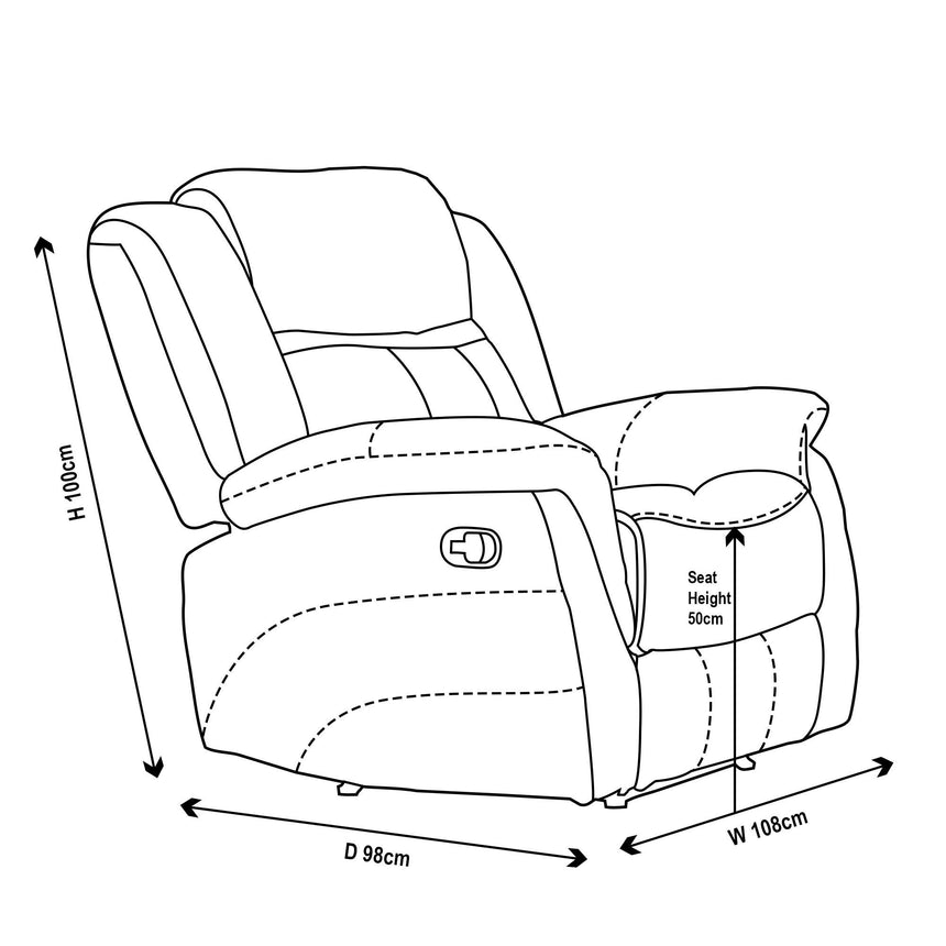 Hilbert Brown Leather Look Fabric Recliner Armchair-8