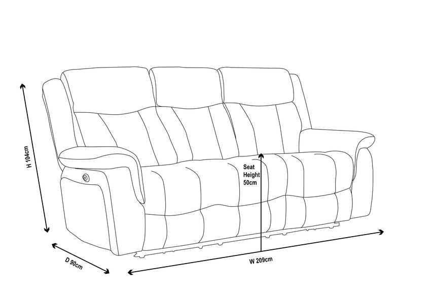 Dylan Grey Leather Look Fabric 3 Seater Electric Recliner Sofa-10