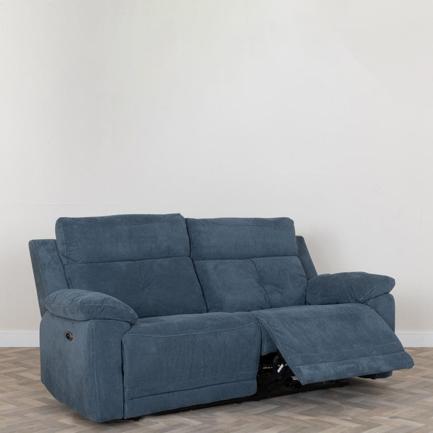 Augusta Ancona Blue Fabric Electric Recliner Sofa Set-4