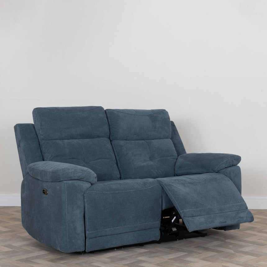 Augusta Ancona Blue Fabric Electric Recliner Sofa Set-6