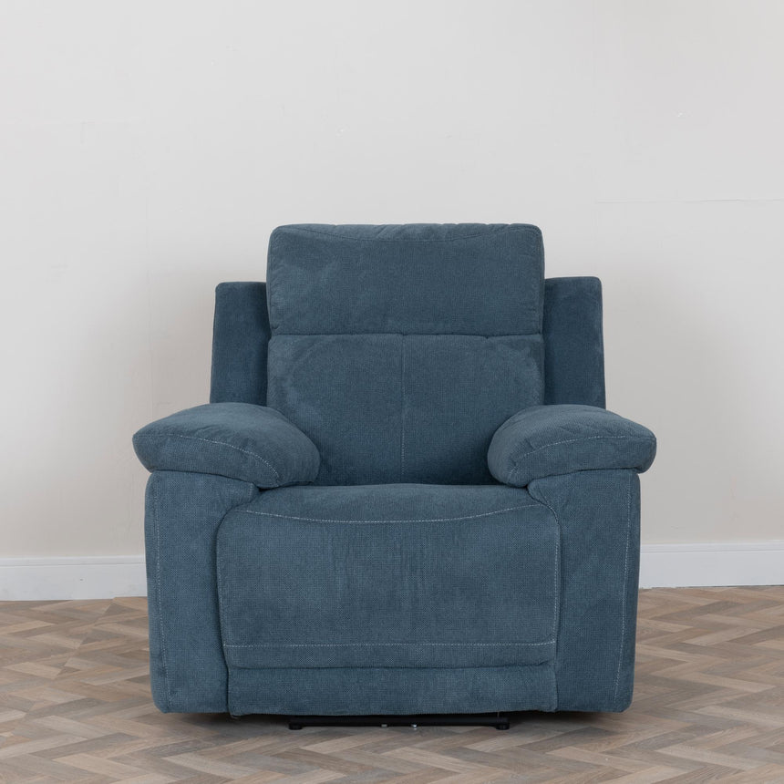 Augusta Ancona Blue Fabric Electric Recliner Sofa Set-7