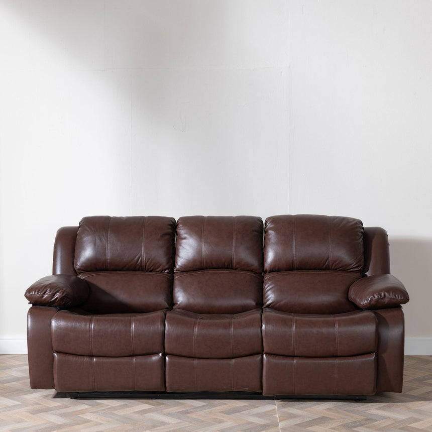 London Brown Leather Recliner Sofa Set-2