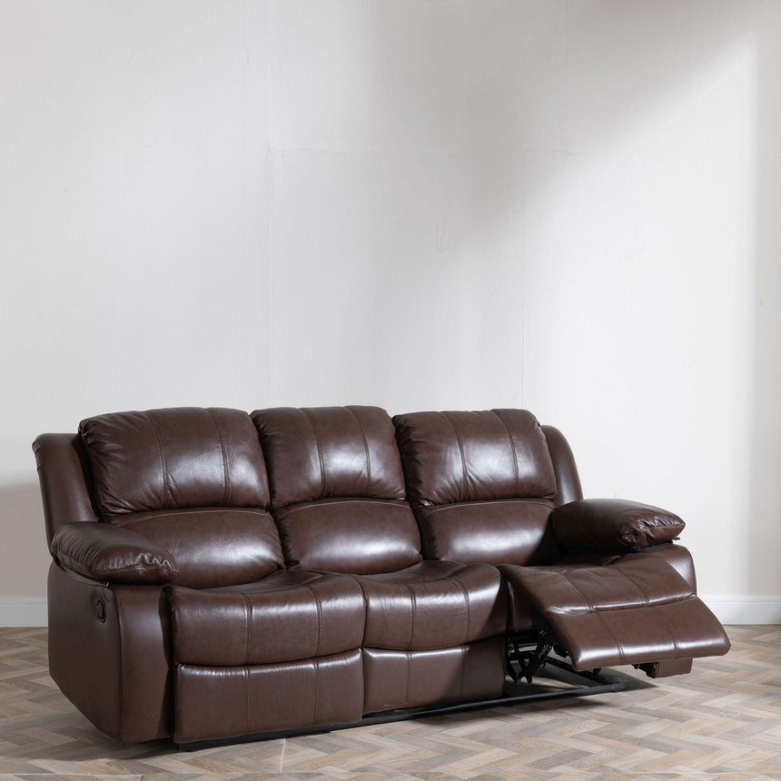 London Brown Leather Recliner Sofa Set-3