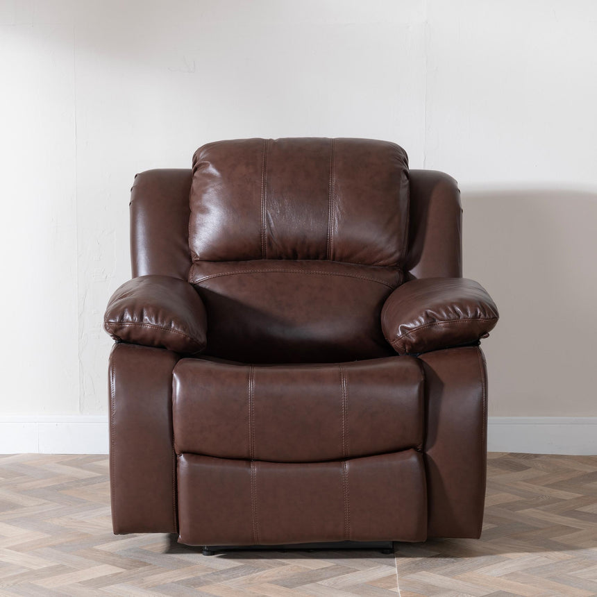 London Brown Leather Recliner Sofa Set-6