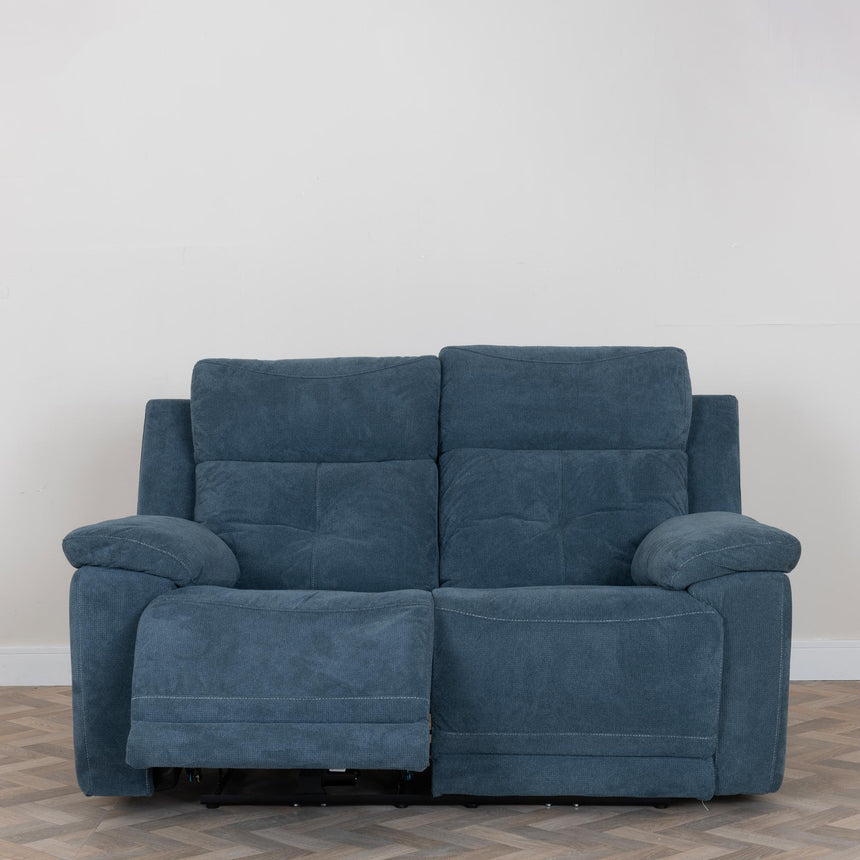 Augusta Ancona Blue Fabric 2 Seater Electric Recliner Sofa-2