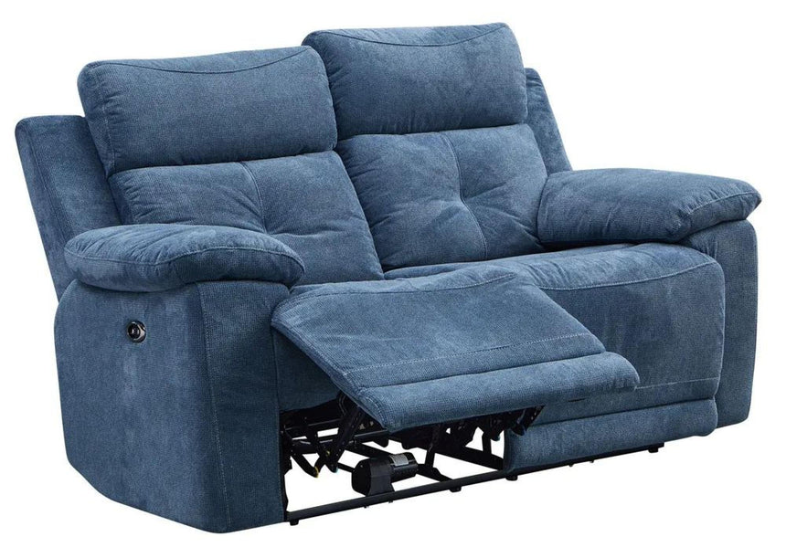 Augusta Ancona Blue Fabric 2 Seater Electric Recliner Sofa-8