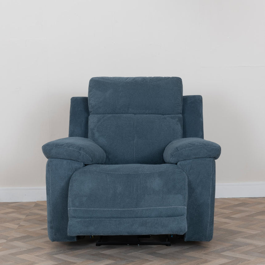 Augusta Ancona Blue Fabric Electric Recliner Armchair-2