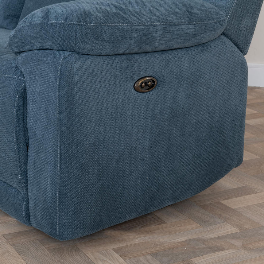 Augusta Ancona Blue Fabric Electric Recliner Armchair-6