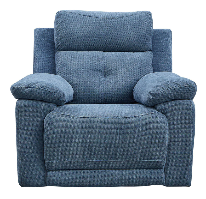 Augusta Ancona Blue Fabric Electric Recliner Armchair-7