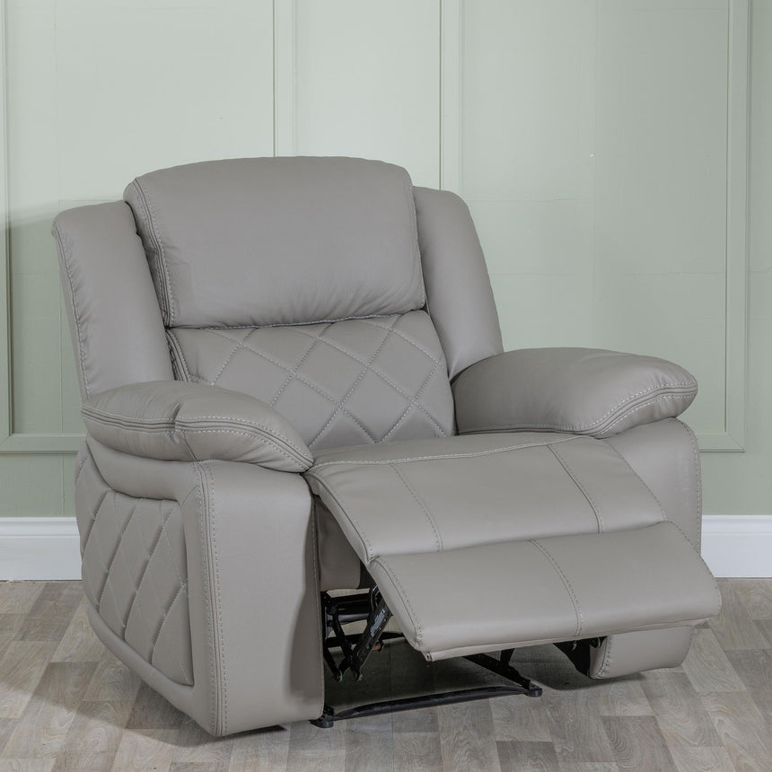 Bentley Light Grey Leather Recliner Sofa Set-7