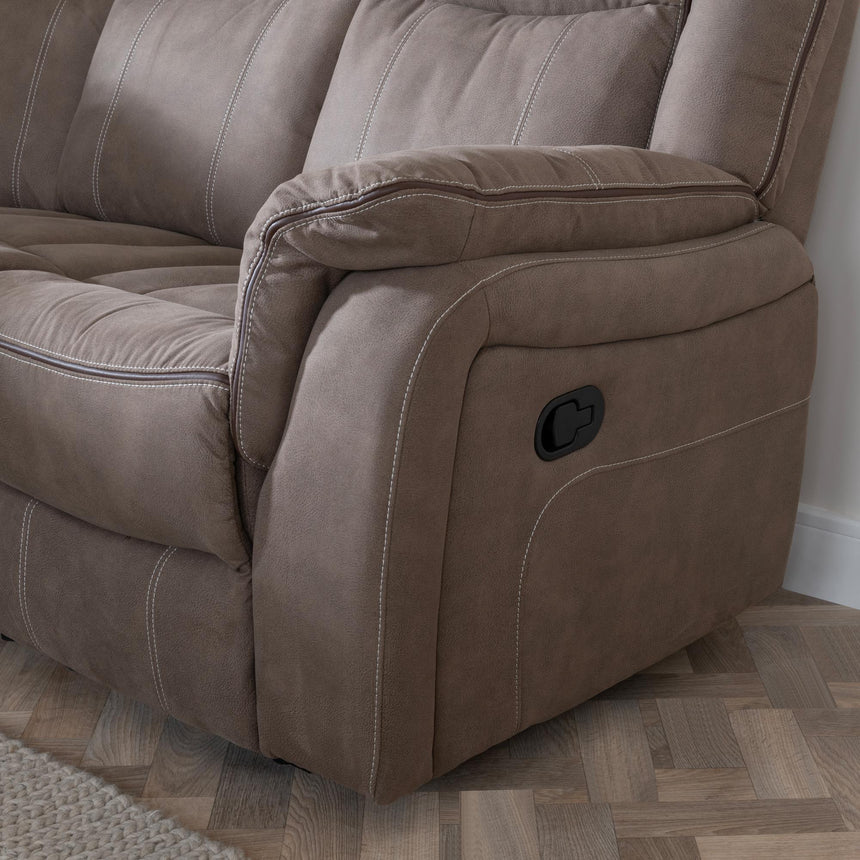 Seville Brown Fabric Recliner Corner Sofa-7