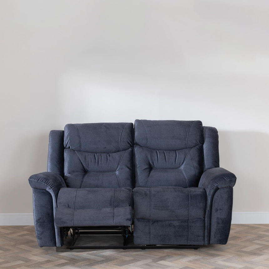 Dudley Silvano Blue Fabric 2 Seater Recliner Sofa-2