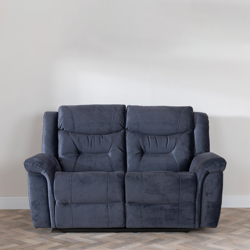 Dudley Silvano Blue Fabric 2 Seater Recliner Sofa-4