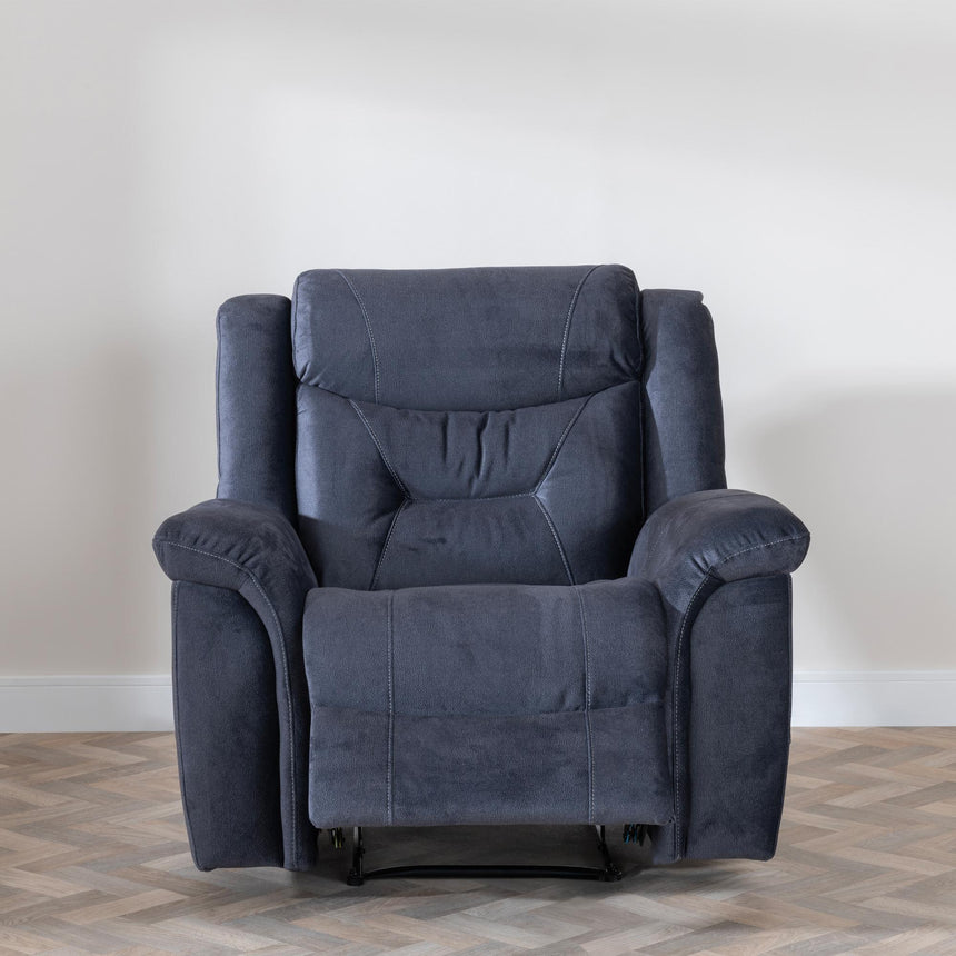 Dudley Silvano Blue Fabric Recliner Armchair-2