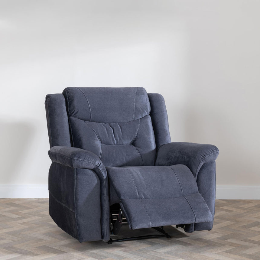 Dudley Silvano Blue Fabric Recliner Armchair-3