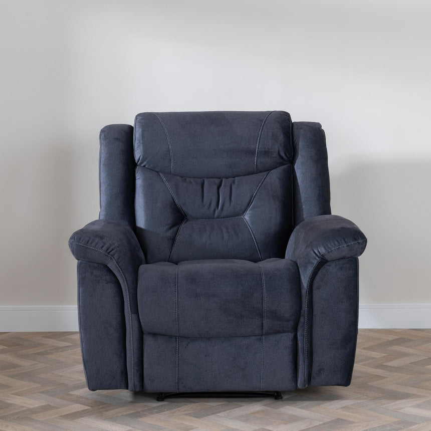 Dudley Silvano Blue Fabric Recliner Armchair-4