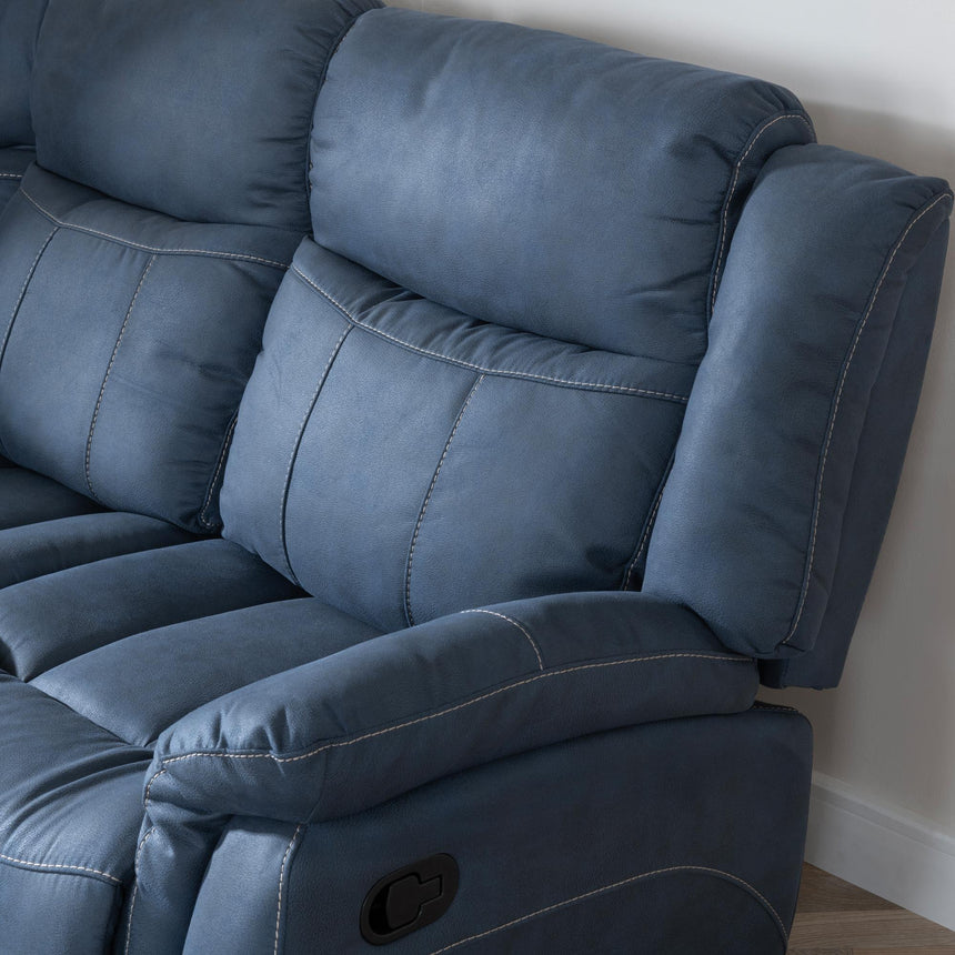 Hilbert Denim Blue Fabric Recliner Corner Sofa-6